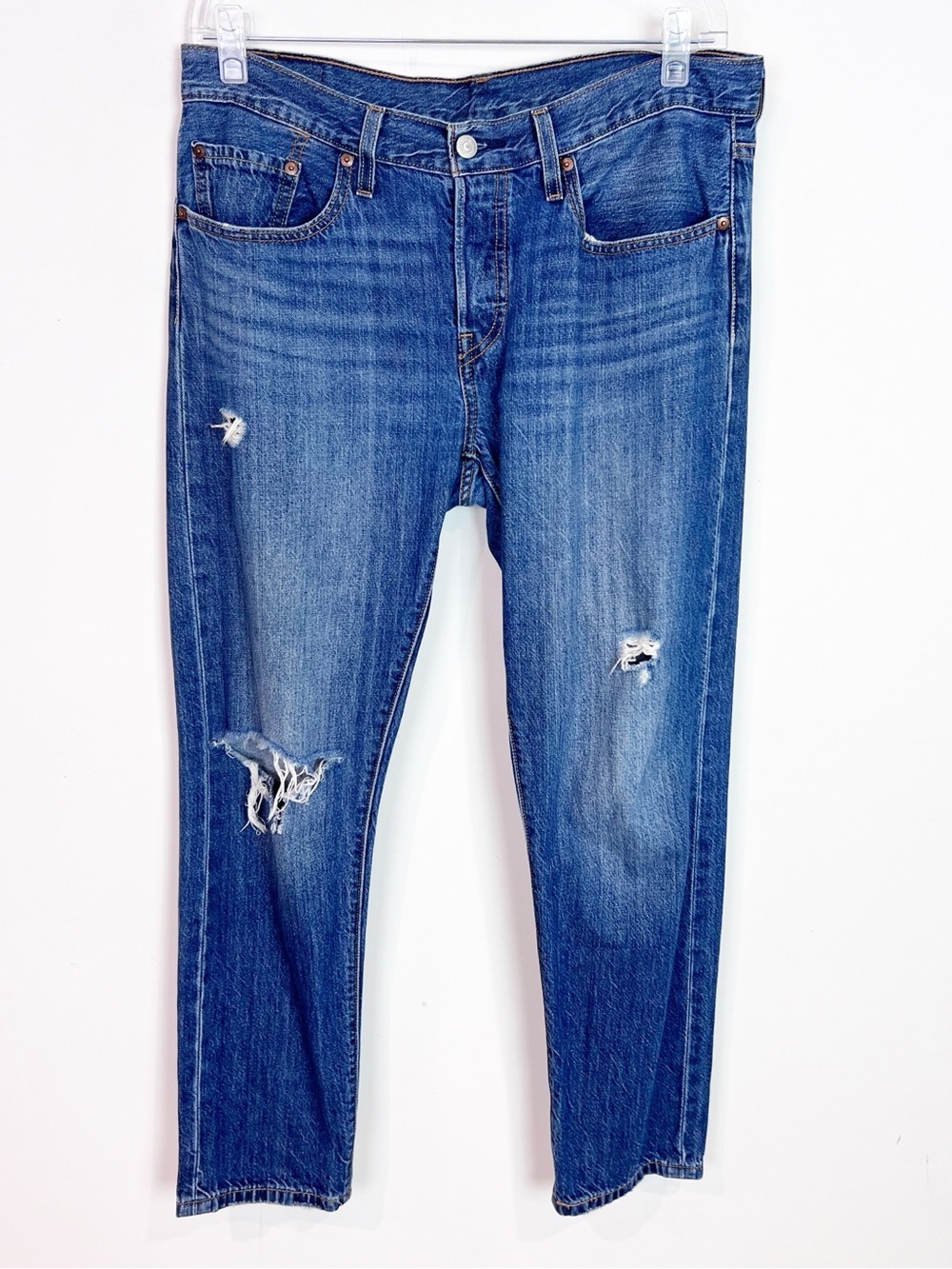 LEVI’S 501 DISTRESSED STRAIGHT LEG BUTTON FLY JEANS SZ 30x28